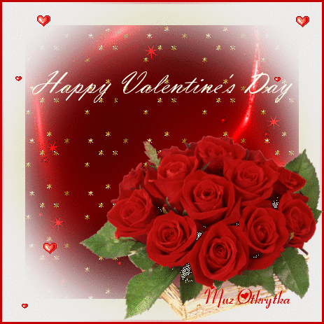 Открытка, анимация, картинка, 14 февраля, День всех влюбленных, День святого Валентина, сердце, цветы