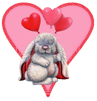 Открытка, анимация, картинка, 14 февраля, День всех влюбленных, День святого Валентина, валентинка, зайка