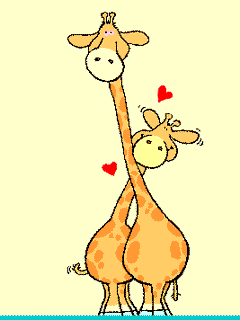 Открытка, анимация, 14 февраля, День Святого Валентина, валентинка, жираф, любовь
