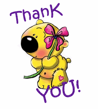 Открытка, анимация, спасибо, благодарность, Thank You, медвежонок, цветочек