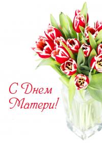 Открытка, картинка, День Матери, поздравление, праздник, тюльпаны, букет