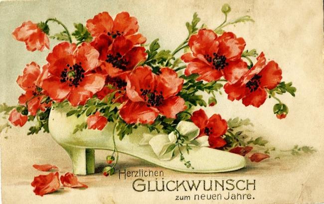 Открытки Ретро-открытки на день рождения Милая ретро открытка на день рождения на немецком