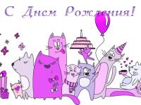 Прикольная открытка на день рождения Смешные коты